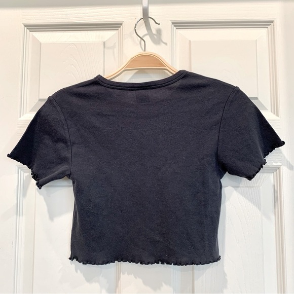 Dark Blue Lunar Spectrum Lettuce-Edge Crop Top Tee - Picture 5 of 9